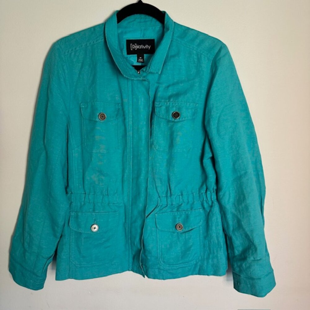 Relativity Women's Linen Blend Long Sleeve Jacket Size Medium
